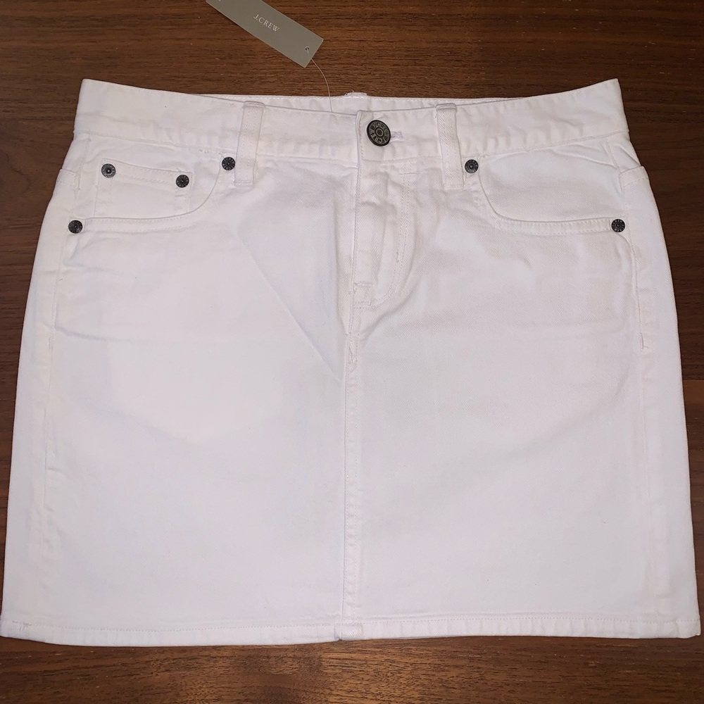 J.Crew white mini jeans skirt